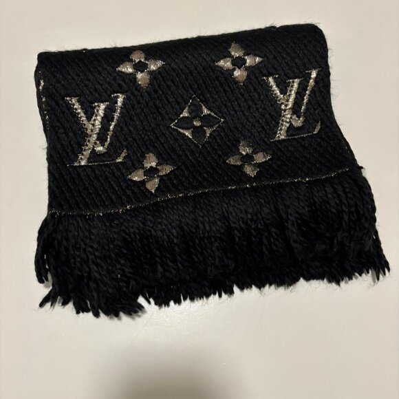 Louis Vuitton LV Monogram Logomania Shine Black Scarf Brand New - Picture 1 of 6